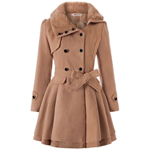 Women's Clothing Slim-fit Mid-length Woolen Coat Double-breasted Padded Coat - Image 3