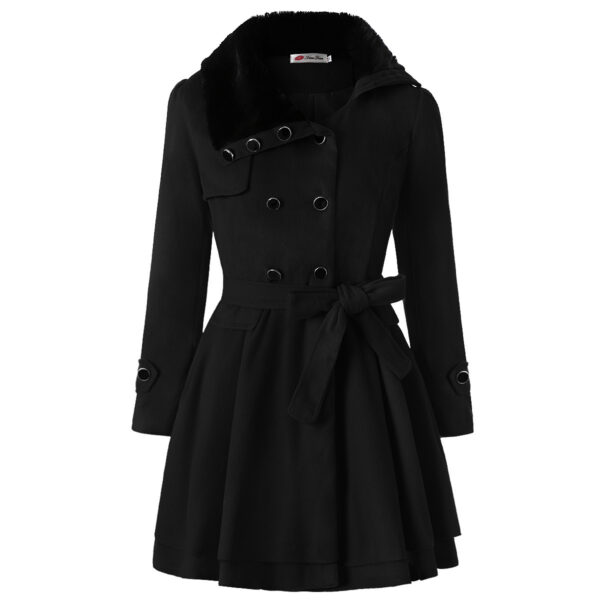 Women's Clothing Slim-fit Mid-length Woolen Coat Double-breasted Padded Coat - Image 4