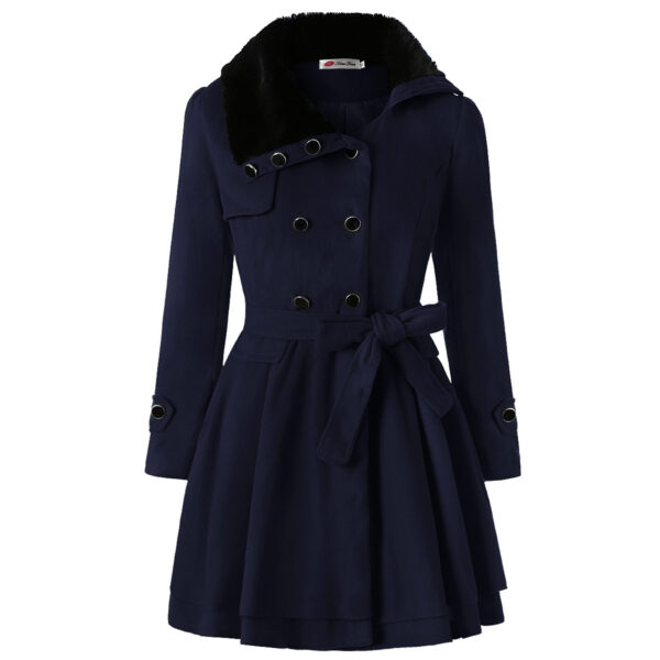 Women's Clothing Slim-fit Mid-length Woolen Coat Double-breasted Padded Coat - Image 2