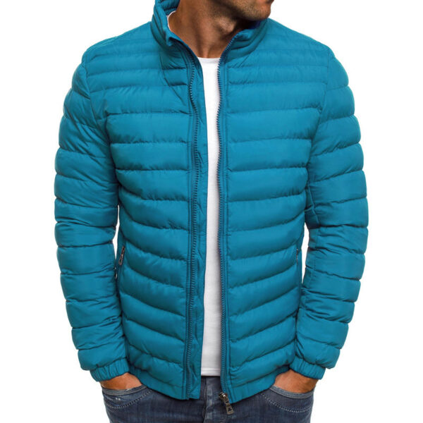 Men Jacket Zipper Solid Color Long Sleeves Pockets Coldproof Autumn Thicken Cotton Padded Overcoat For Outdoor - Image 10