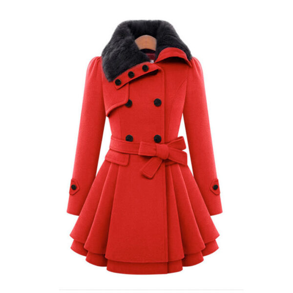 Women's Clothing Slim-fit Mid-length Woolen Coat Double-breasted Padded Coat - Image 6