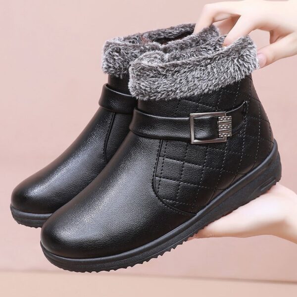 Cotton Plus Velvet Warm Booties Flat Leather Shoes - Image 4