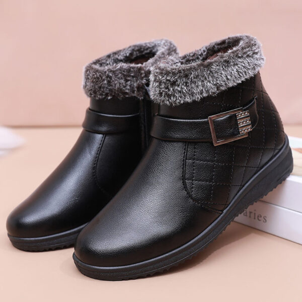 Cotton Plus Velvet Warm Booties Flat Leather Shoes - Image 2