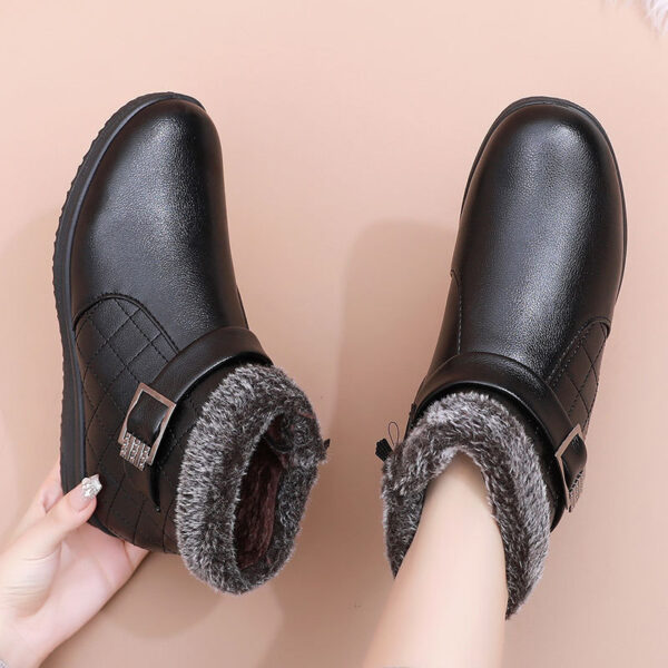 Cotton Plus Velvet Warm Booties Flat Leather Shoes - Image 3