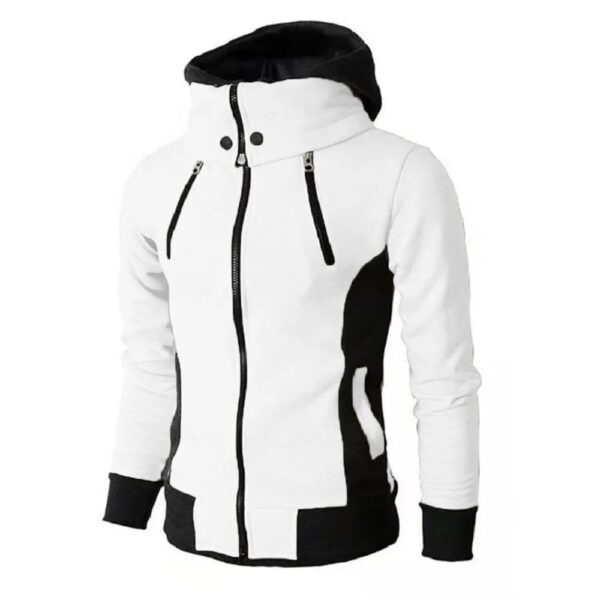 Men's Zip UP Hooded Jacket Fake Two Piece Sports Cardigan Casual Slim Sweatshirt Jacket - Image 2